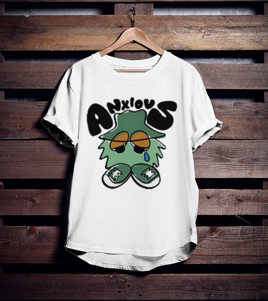 Anxious Fuzzball Green Teardrop Sneaker Character T-Shirt
