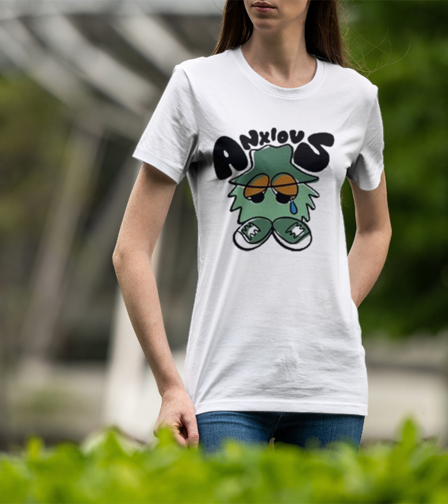 Anxious Fuzzball Green Teardrop Sneaker Character T-Shirt