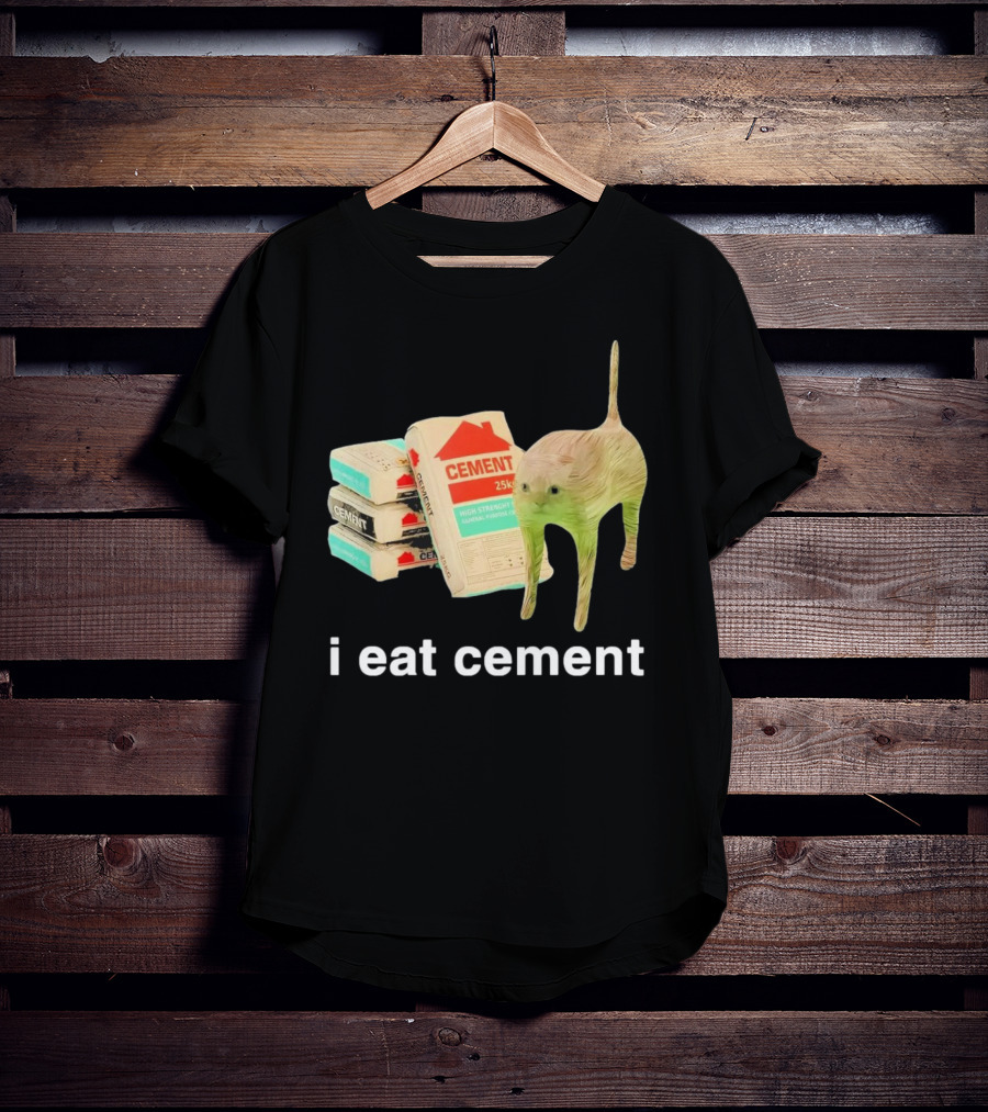 I Eat Cement Cursed Cat With Cement Bags T-Shirt