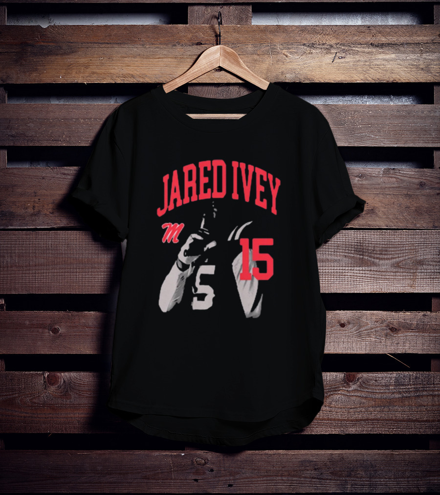 Jared Ivey M 15 Ole Miss Rebels Football T-Shirt