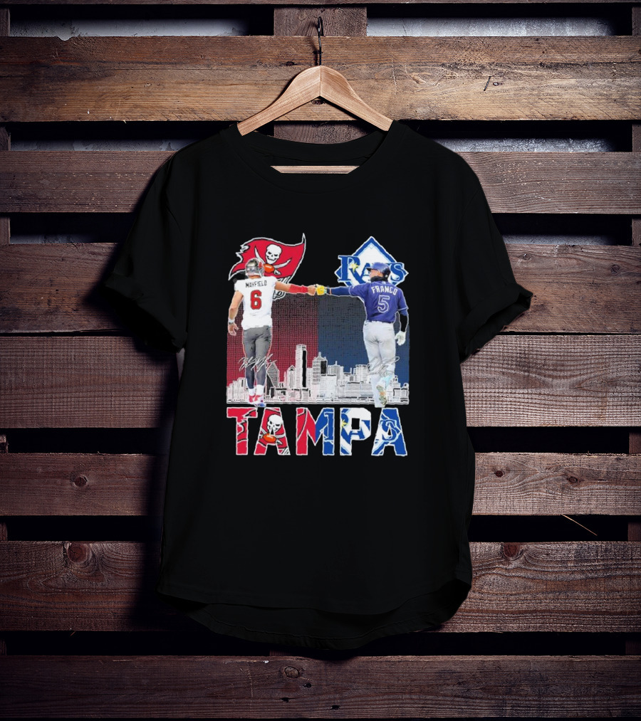 Mayfield 6 Buccaneers Franco 5 Rays Tampa City Collaboration T-Shirt
