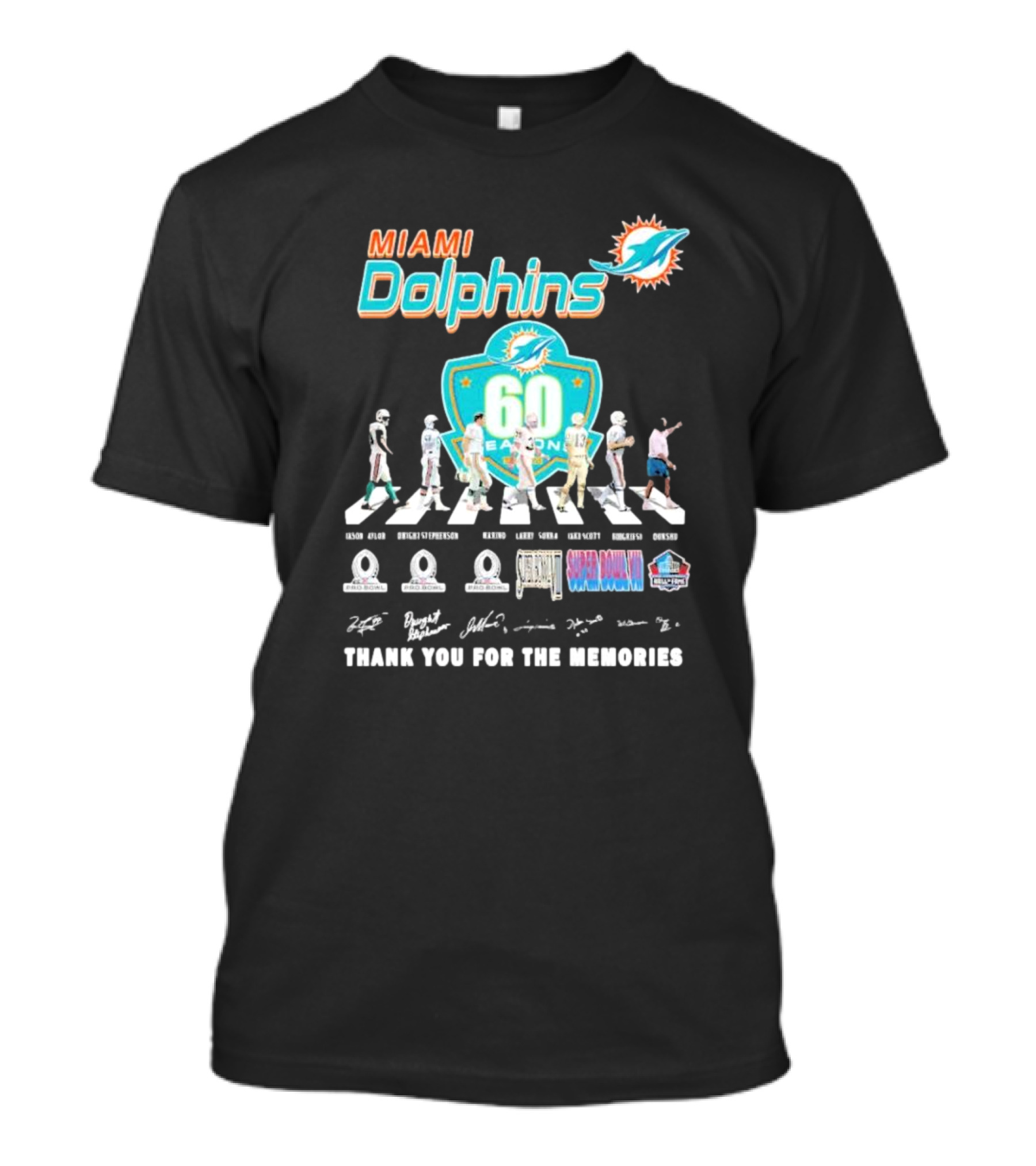 Miami Dolphins 60 Seasons Thank You For The Memories T-Shirt
