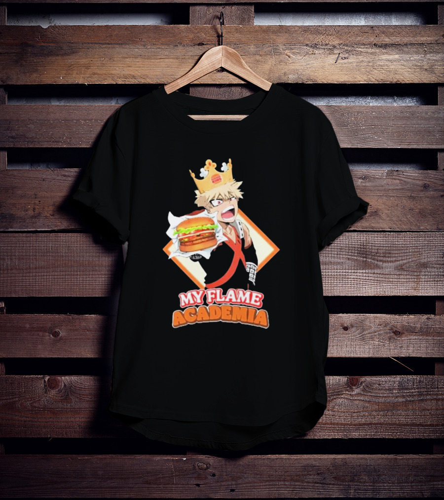 Bakugou Burger King My Flame Academia Jumbo Burger Crown Fusion T-Shirt