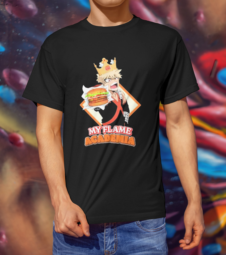 Bakugou Burger King My Flame Academia Jumbo Burger Crown Fusion T-Shirt