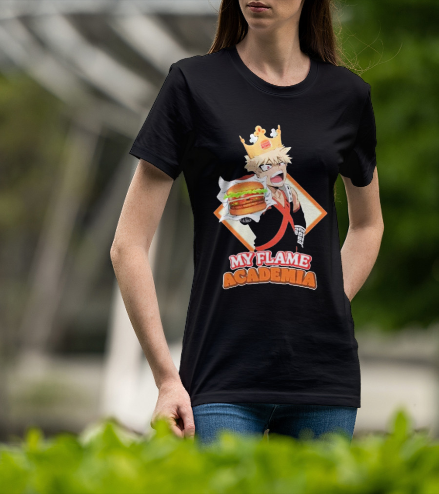 Bakugou Burger King My Flame Academia Jumbo Burger Crown Fusion T-Shirt
