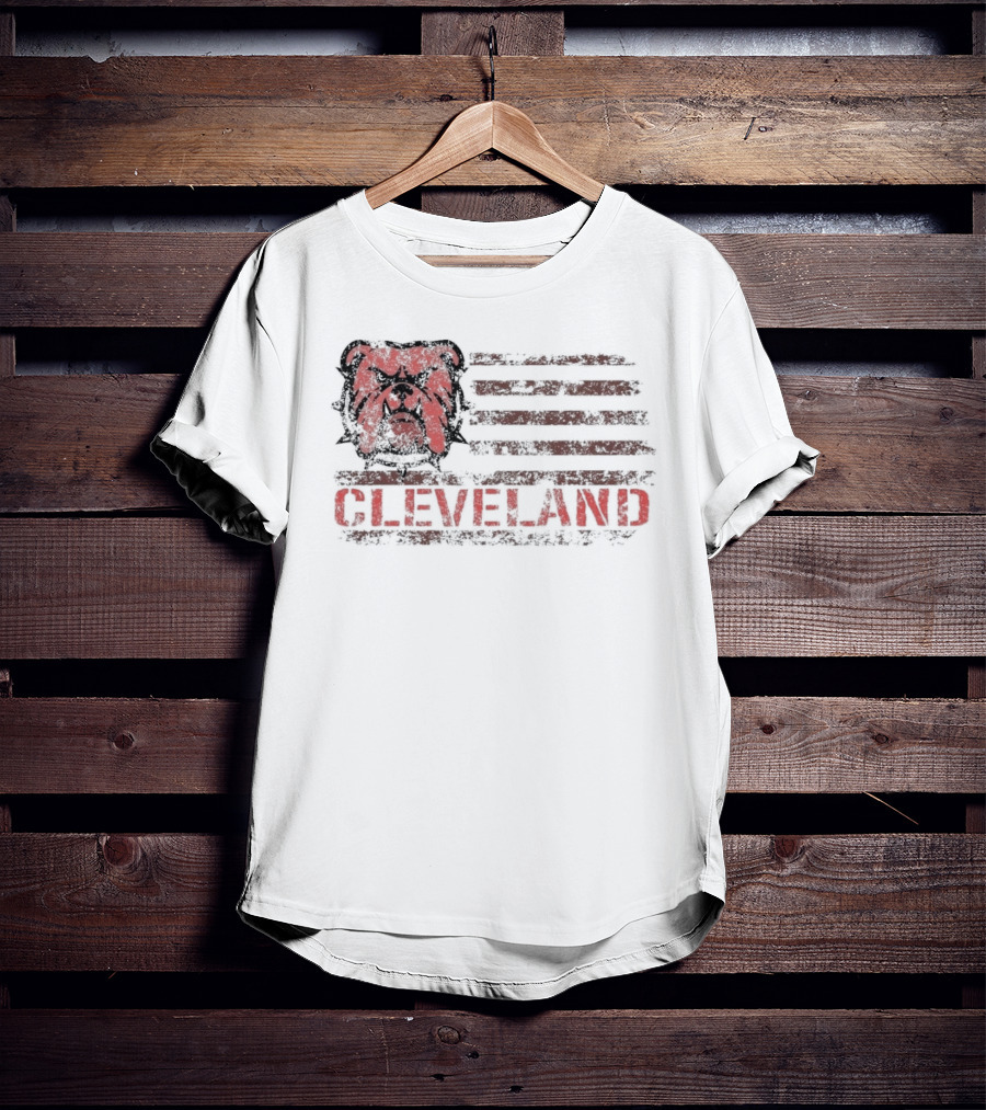 Cleveland Ohio Retro Vintage Classic Patriotic Bulldog Flag T-Shirt