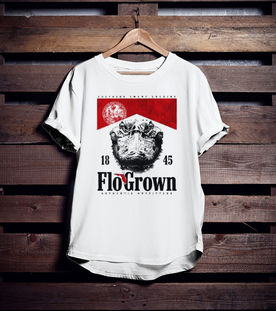 FloGrown Southern Swamp Country 1845 Authentic Outfitters With Florida Map T-Shirt
