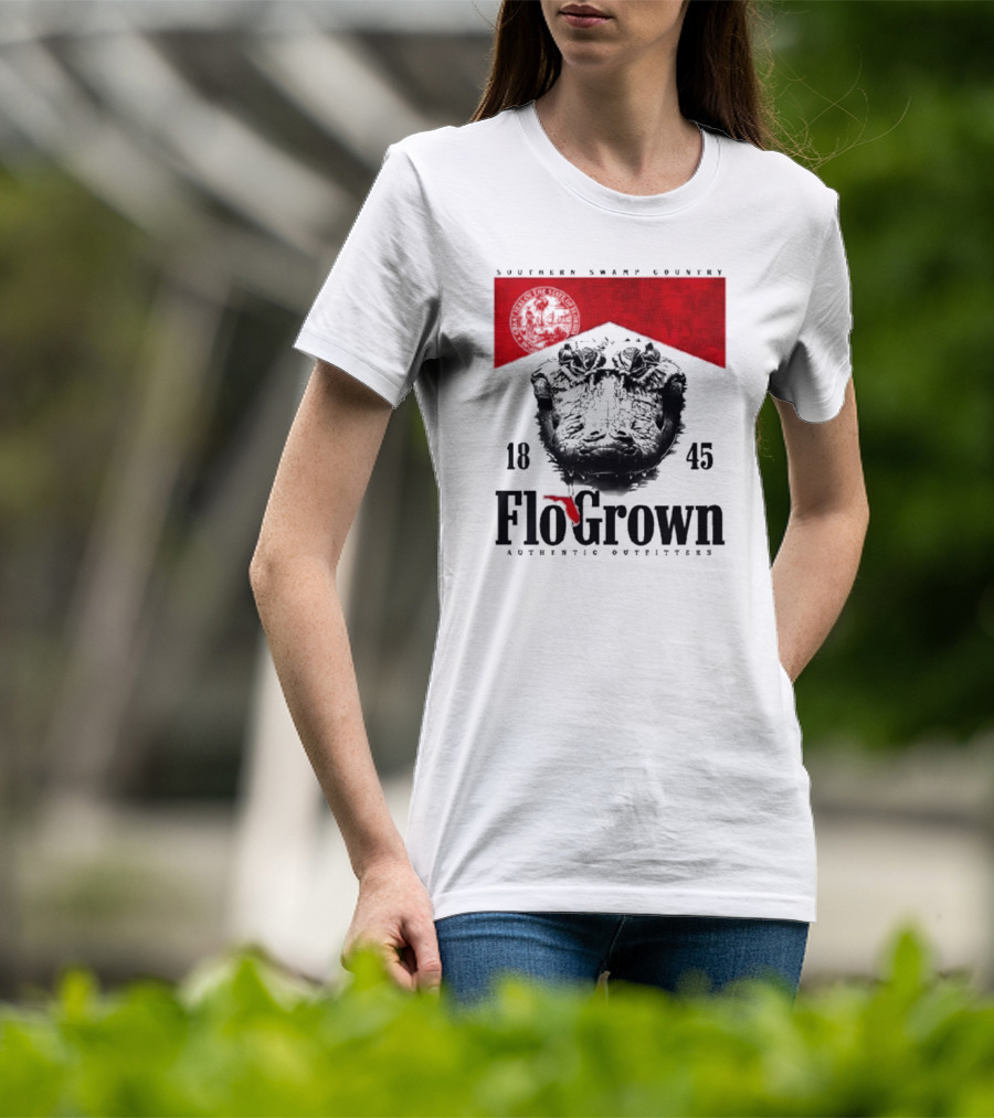 FloGrown Southern Swamp Country 1845 Authentic Outfitters With Florida Map T-Shirt