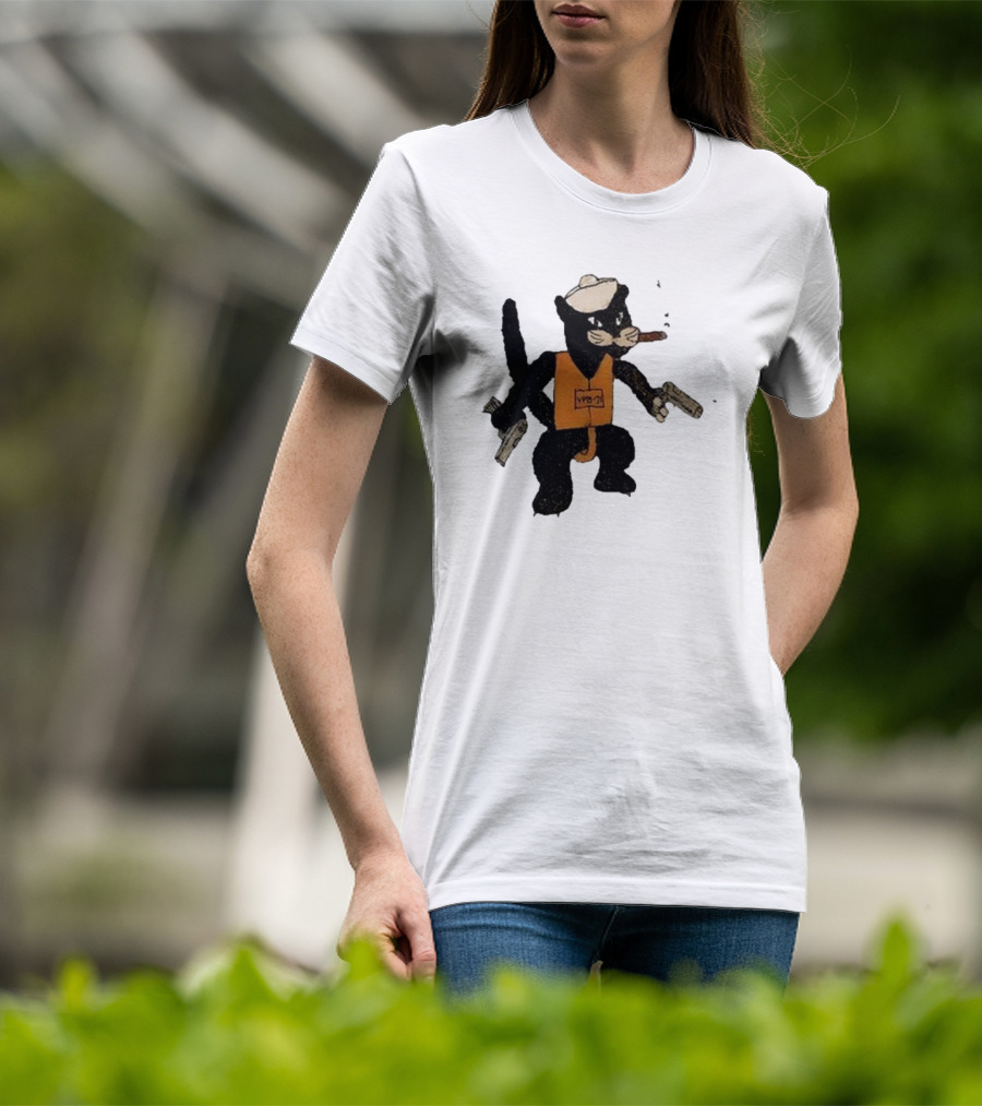 Dylan Cease's Cat Patrol Squadron VPB-71 Vintage Cartoon Panther With Guns And Cigar T-Shirt