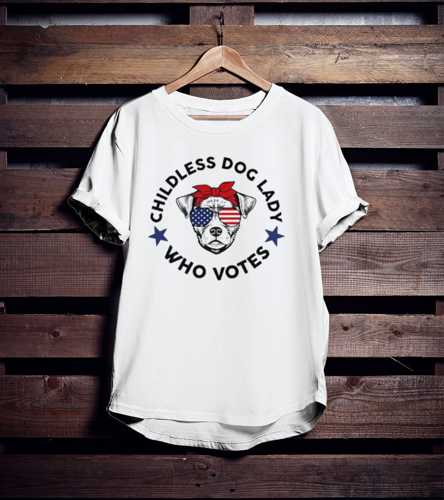 Childless Dog Lady Who Votes Patriotic Bandana And Stars T-Shirt
