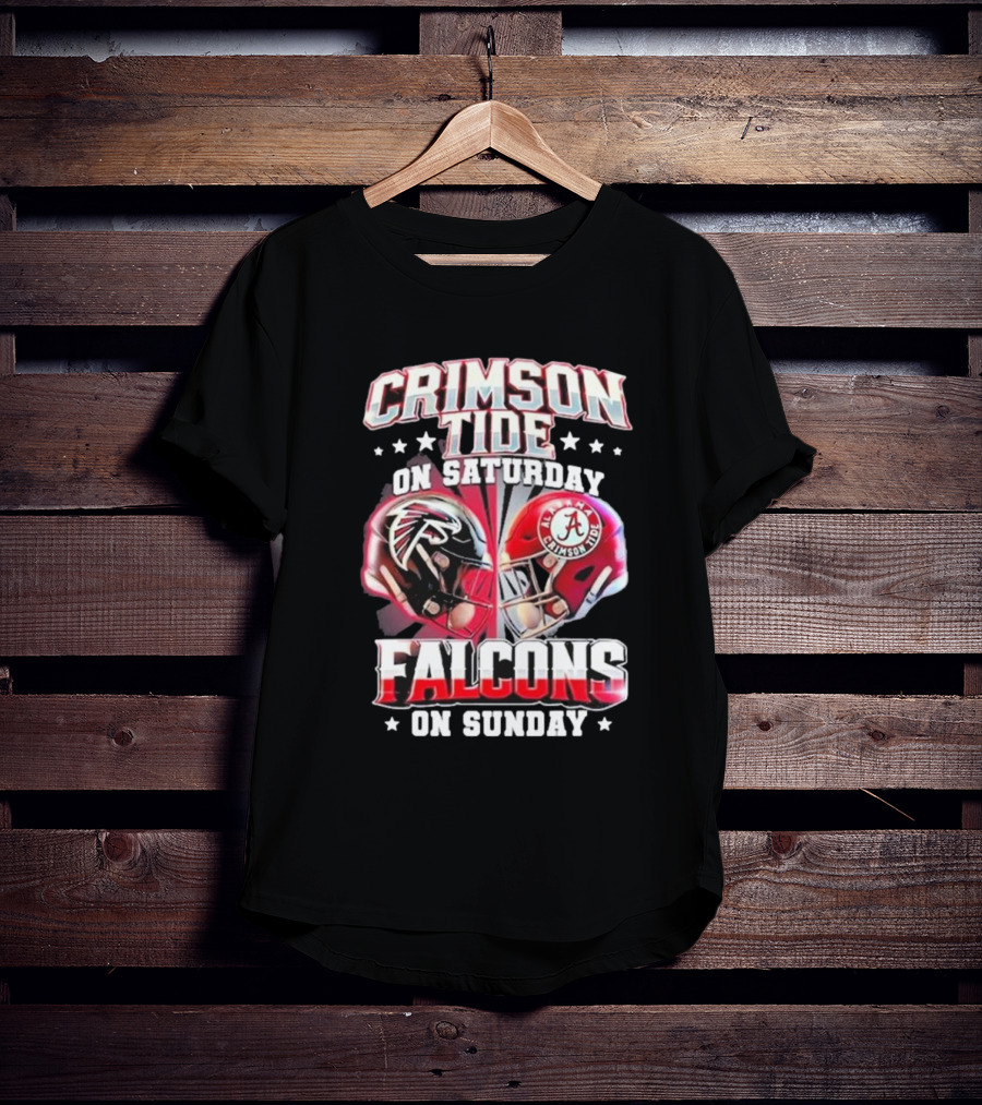 Crimson Tide On Saturday Falcons On Sunday Football Helmets T-Shirt