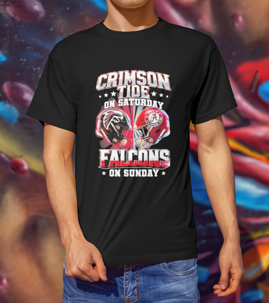 Crimson Tide On Saturday Falcons On Sunday Football Helmets T-Shirt