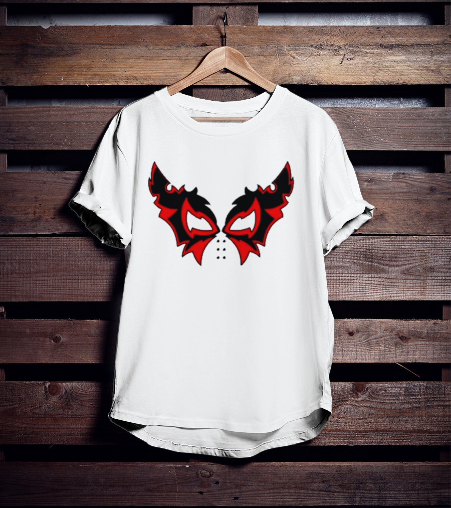 Hell Cat Mask Red And Black Winged T-Shirt