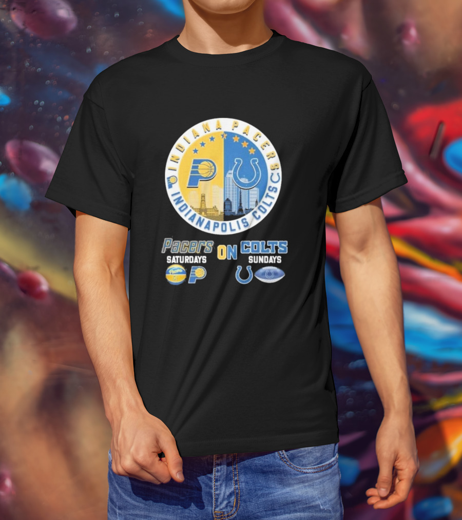 Indiana Pacers Indianapolis Colts Saturdays Pacers On Sundays Colts T-Shirt