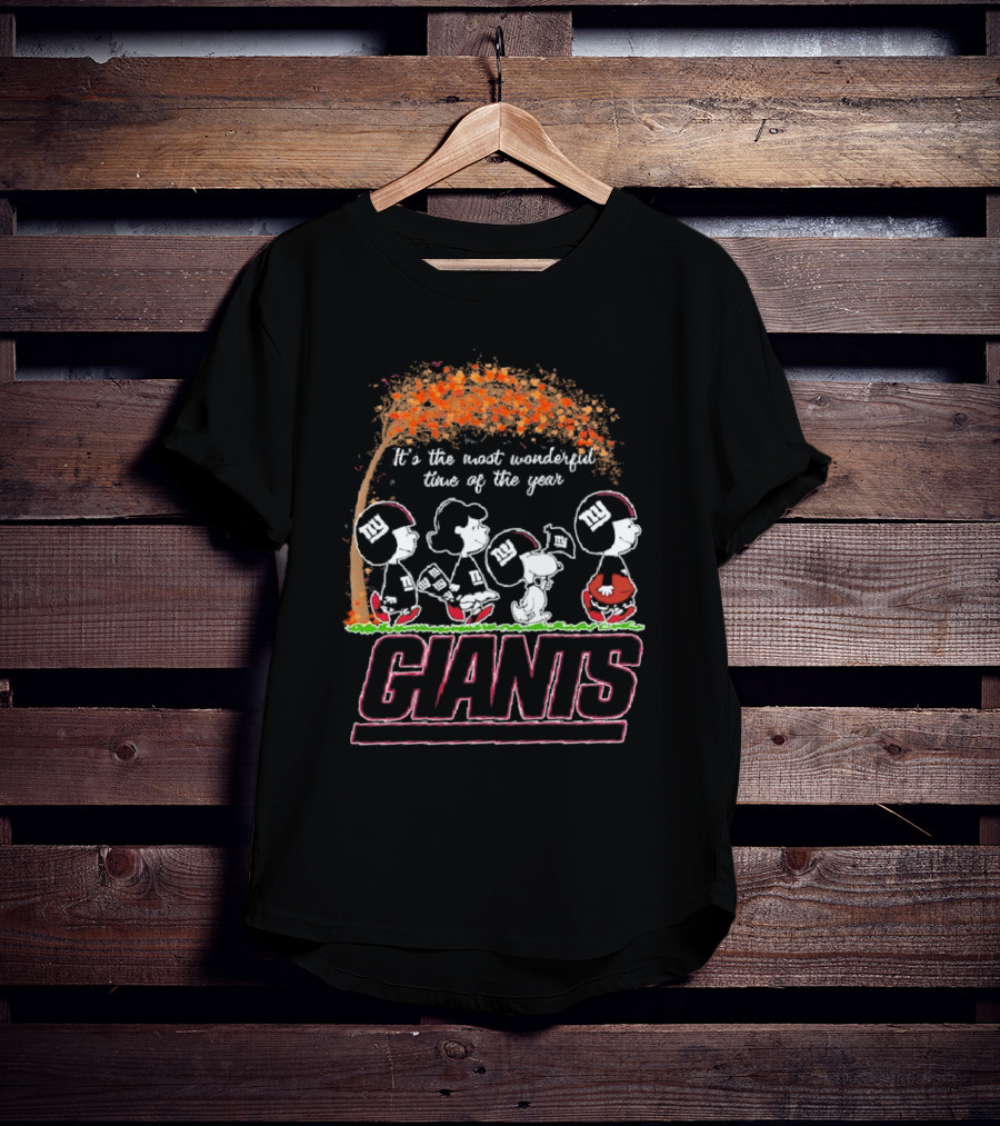 It’s The Most Wonderful Time Of The Year Giants New York Football Fans Peanuts Characters Autumn Tree T-Shirt