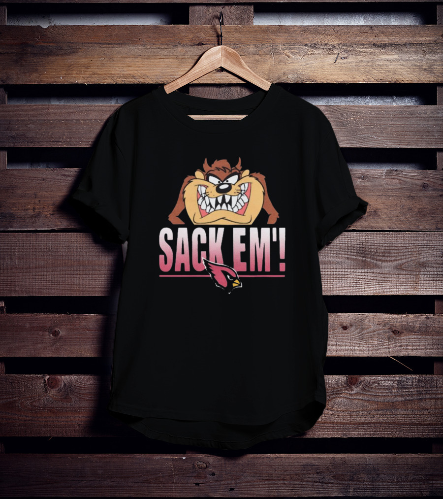Looney Tunes Taz Sack Em Arizona Cardinals NFL T-Shirt
