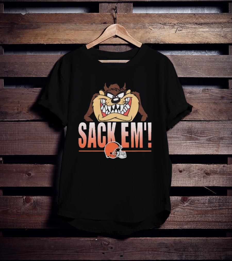 Looney Tunes Taz Sack Em’ Cleveland Browns NFL T-Shirt