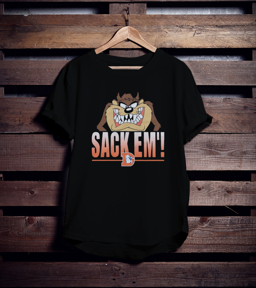 Sack Em' Taz Looney Tunes X Denver Broncos NFL T-Shirt