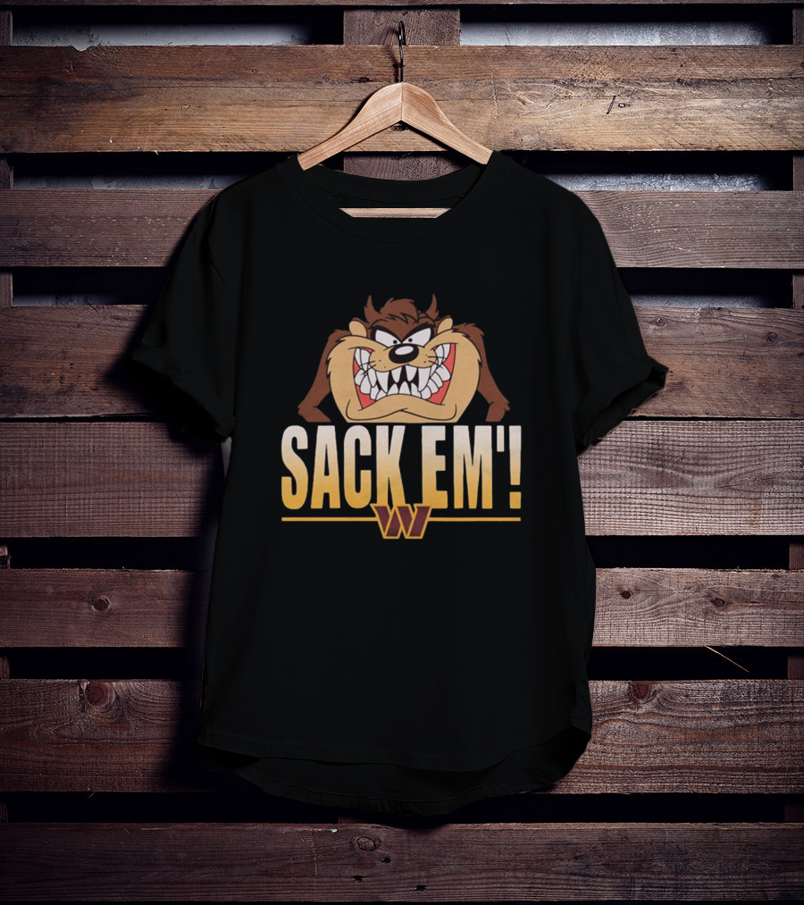 Looney Tunes Taz Sack Em’ Washington Commanders NFL T-Shirt