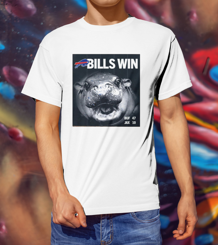 BILLS WIN Buffalo Bills Mafia GoBills Moodeng BUF 47 JAX 10 T-Shirt