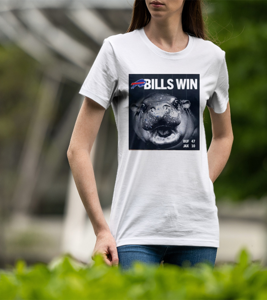 BILLS WIN Buffalo Bills Mafia GoBills Moodeng BUF 47 JAX 10 T-Shirt