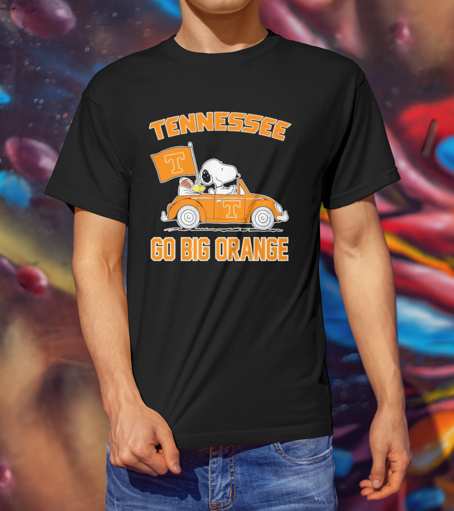 Tennessee Volunteers Snoopy Woodstock Car Go Big Orange T-Shirt
