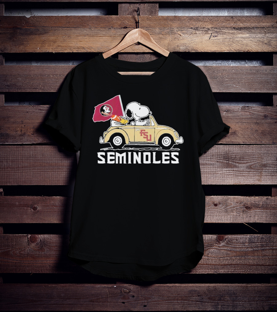 Peanuts Snoopy And Woodstock Florida State Seminoles FSU Car Seminoles T-Shirt