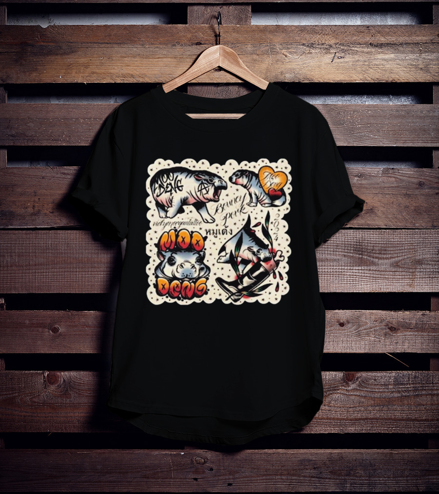 Vicky Morgan Tattoo Art Moo Deng Bouncy Pork T-Shirt