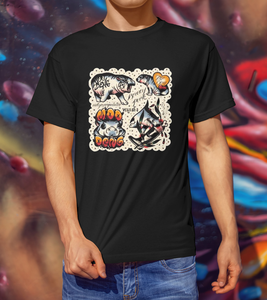 Vicky Morgan Tattoo Art Moo Deng Bouncy Pork T-Shirt