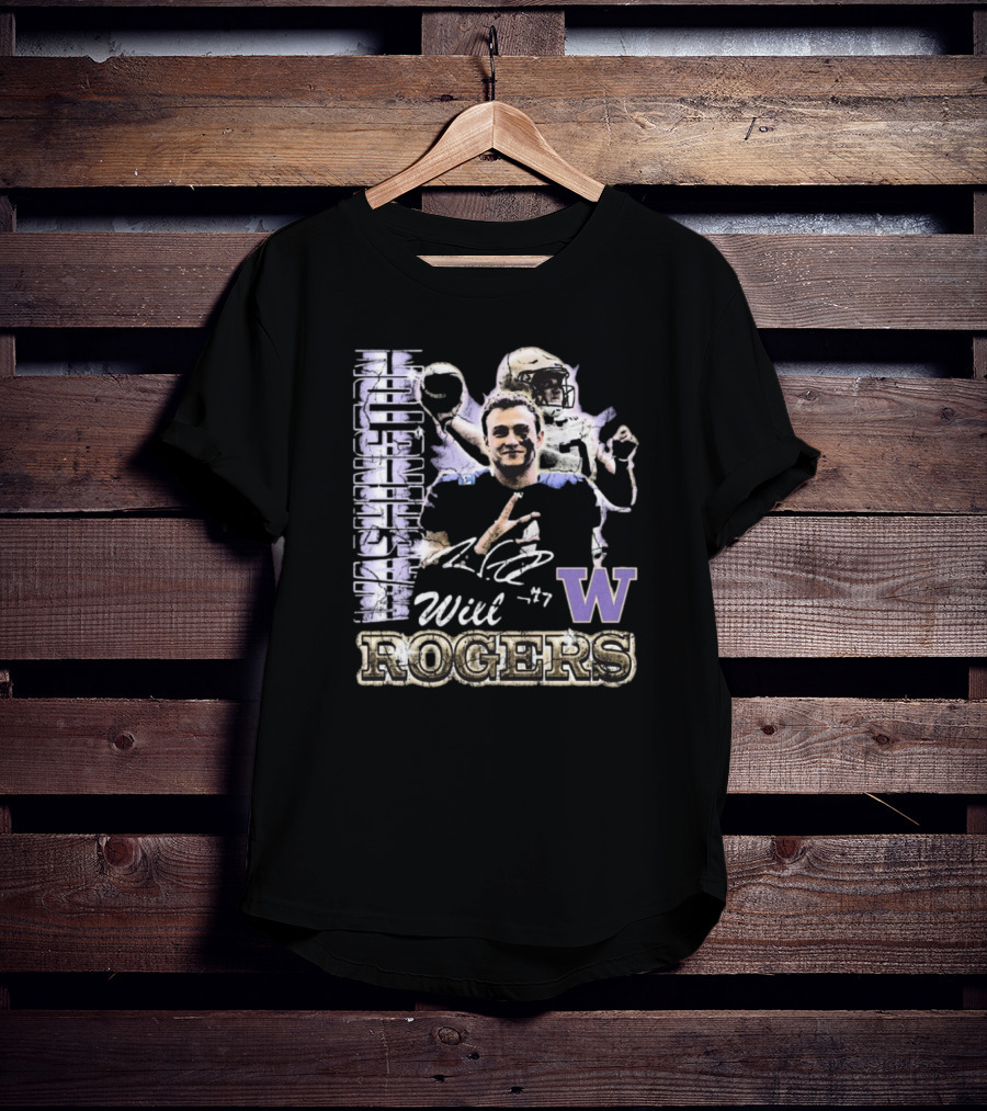 Will Rogers Washington Huskies W 90s Retro Football T-Shirt