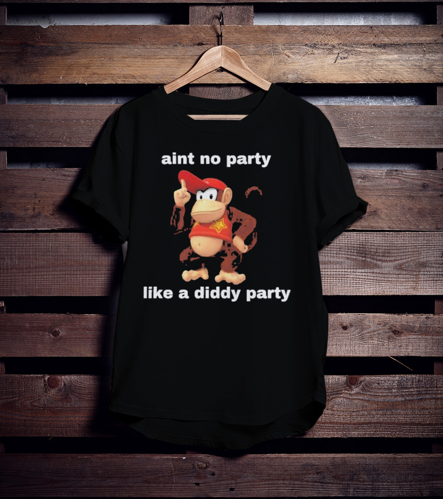 Aint No Party Like A Diddy Party Funny Meme Monkey With Red Hat And Star T-Shirt