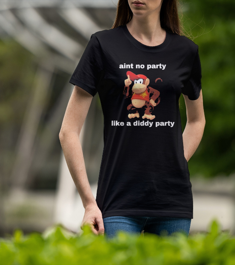Aint No Party Like A Diddy Party Funny Meme Monkey With Red Hat And Star T-Shirt
