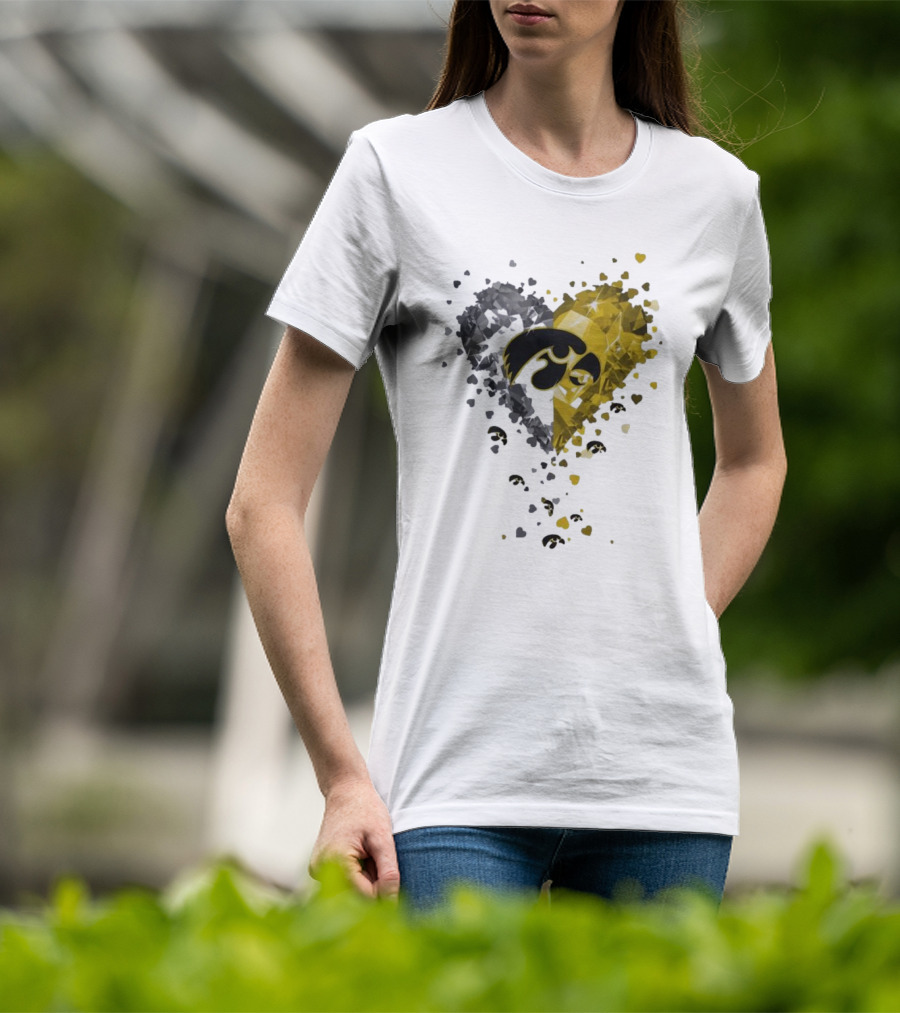 Heart Diamonds Crystal Hawkeyes Iowa Heart T-Shirt