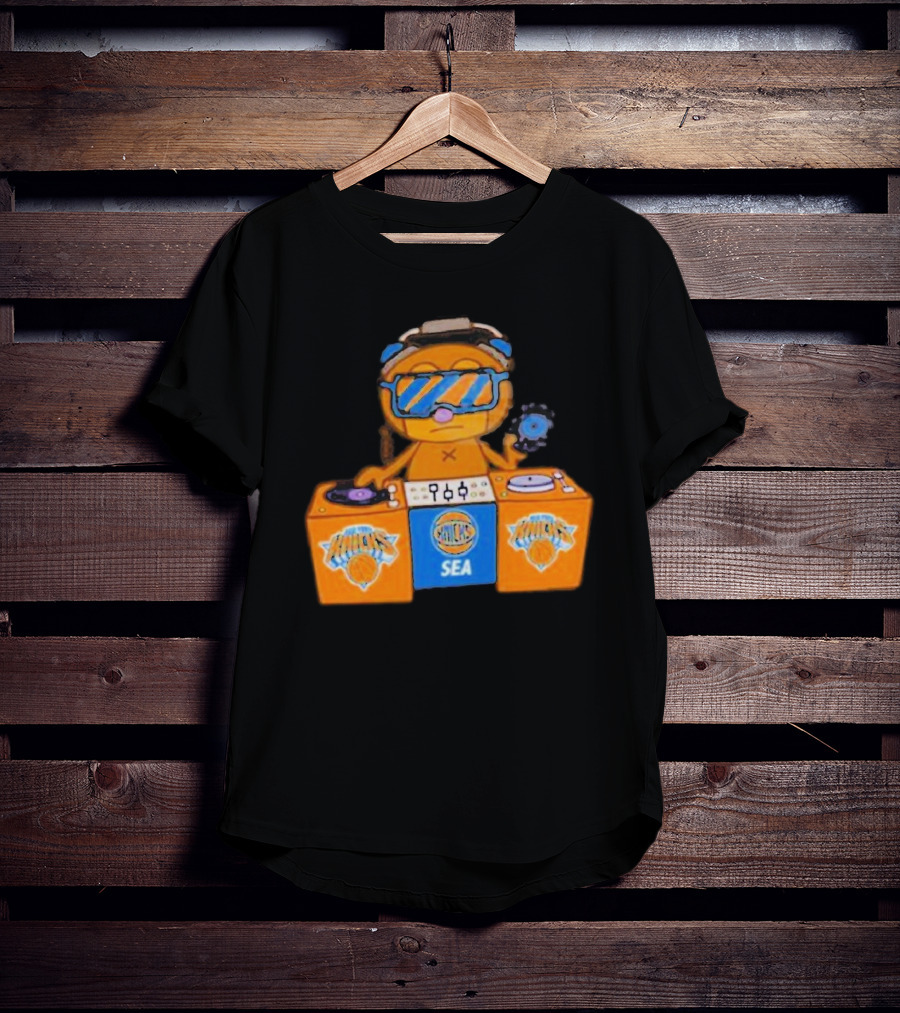 NY Knicks SEA X Parappa The Rapper DJ Setup T-Shirt