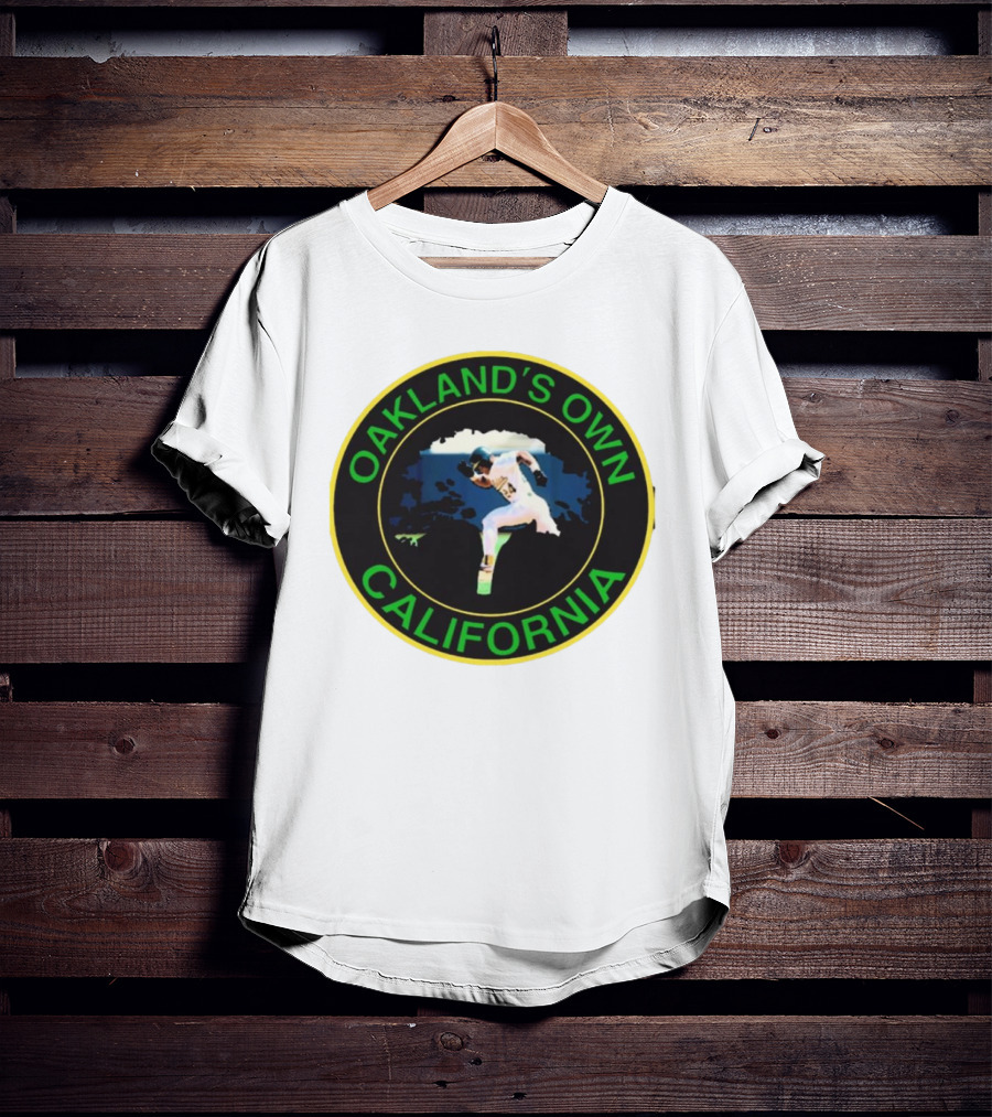 Oakland’s Own California Baseball Player Icon In Green And Yellow Circle T-Shirt