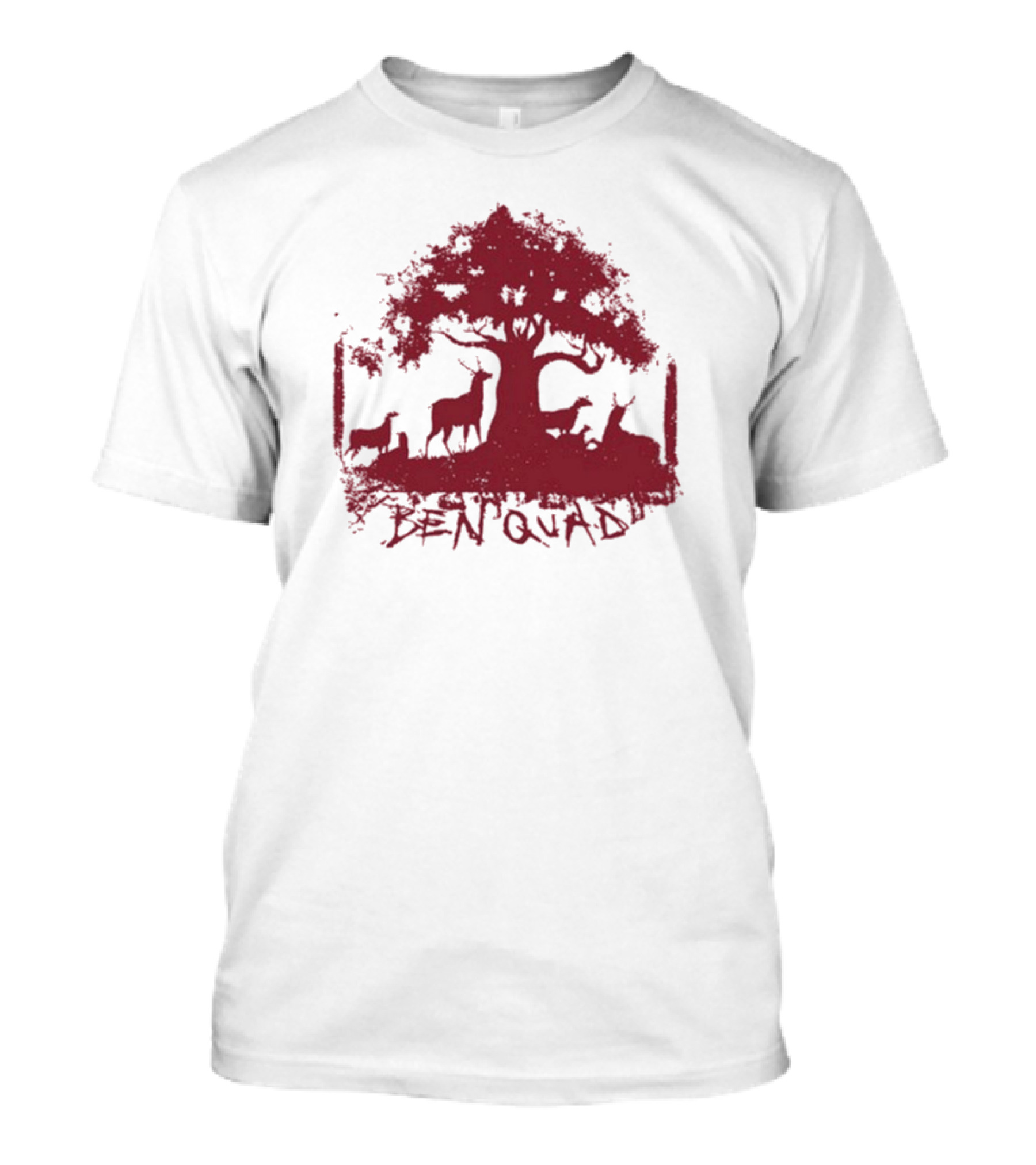 Ben Quad Deer Under Red Tree Natural Pure Noise T-Shirt