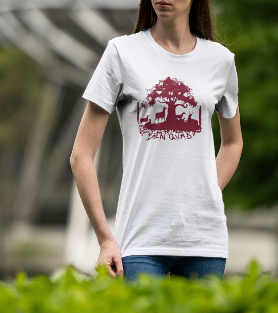 Ben Quad Deer Under Red Tree Natural Pure Noise T-Shirt