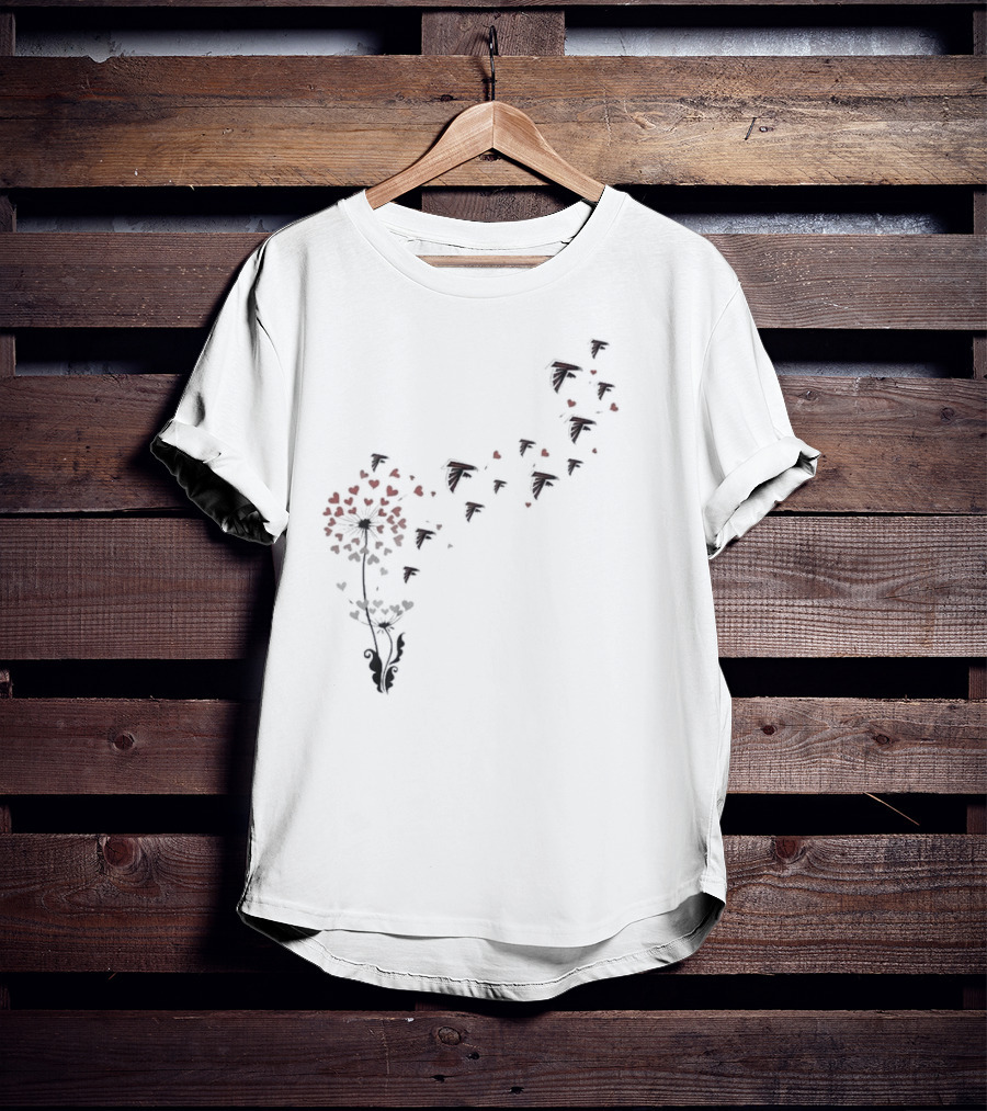 Atlanta Falcons Dandelion Heart Florals T-Shirt