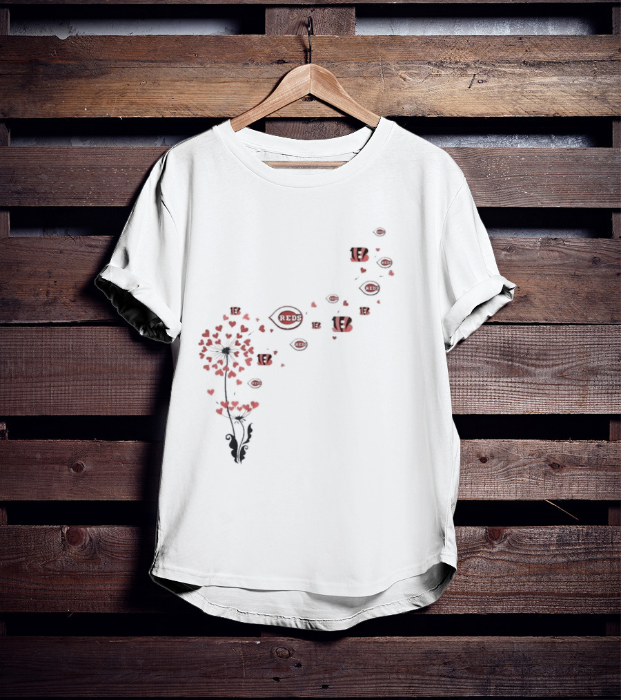 Cincinnati Reds Bengals Floral Dandelion Sports T-Shirt
