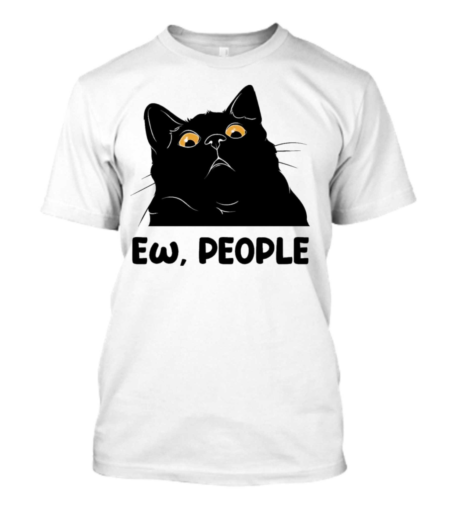 Ew People Cat Black Silhouette With Yellow Eyes T-Shirt