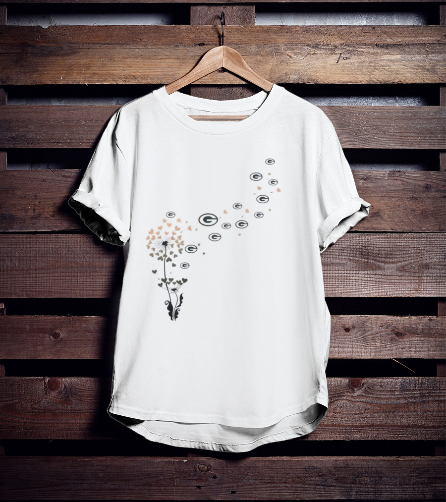 Green Bay Packers Floral Dandelion Logo Formation T-Shirt