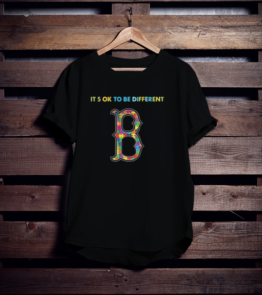 MLB Boston Red Sox It's Ok To Be Different Autism Puzzle B T-Shirt