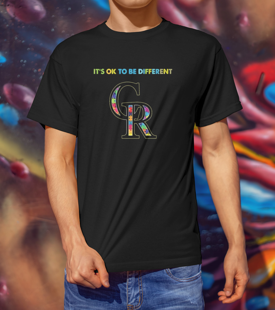 IT'S OK TO BE DIFFERENT MLB Colorado Rockies Autism T-Shirt
