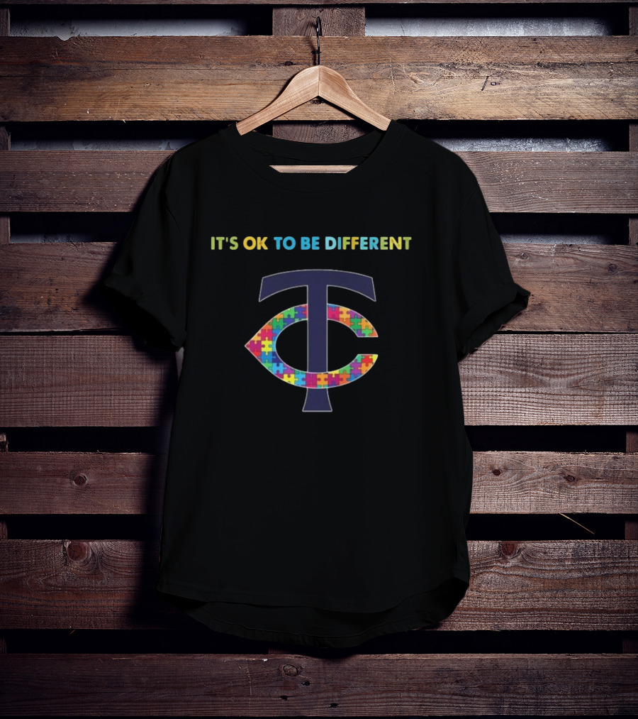 MLB Minnesota Twins It's Ok To Be Different Autism T-Shirt