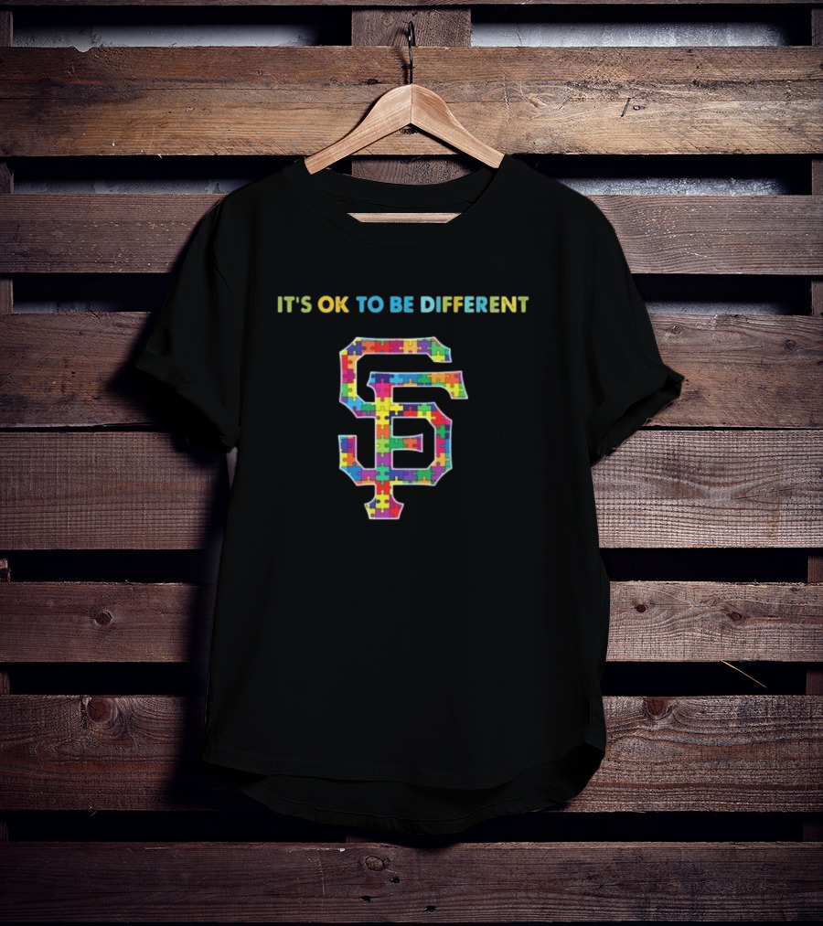MLB San Francisco Giants It's OK To Be Different Autism Puzzle Pattern T-Shirt
