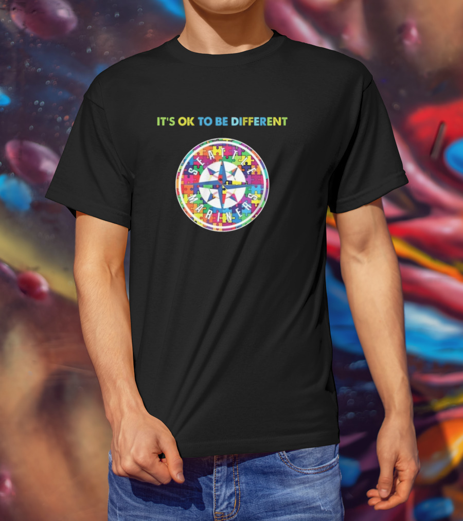 IT'S OK TO BE DIFFERENT Seattle Mariners Autism T-Shirt