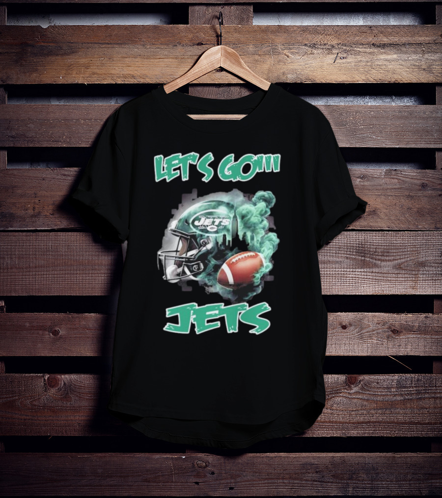 Let’s Go New York Jets Vintage Helmet And Football T-Shirt