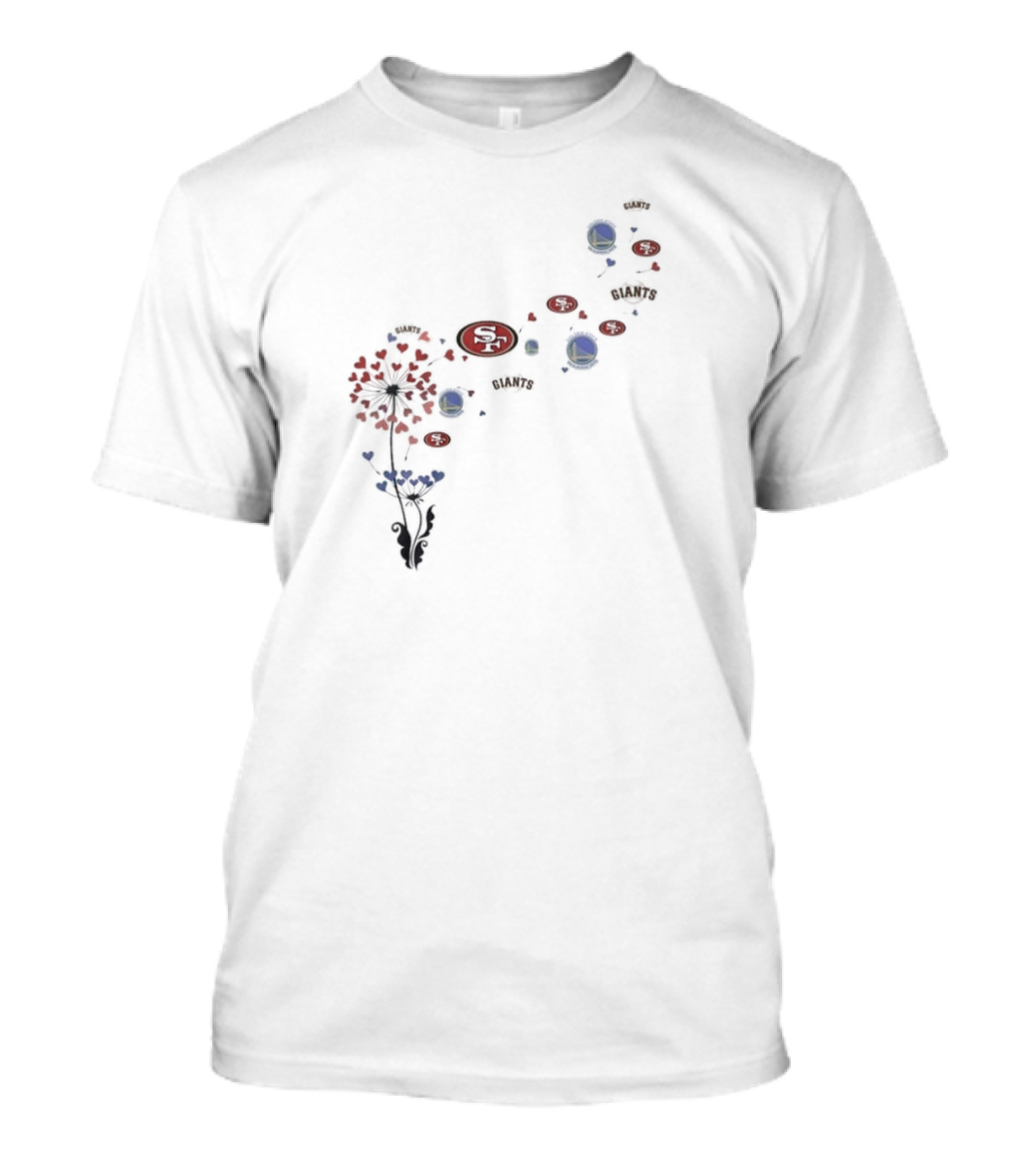 San Francisco 49ers Giants Warriors Floral Dandelion Burst T-Shirt
