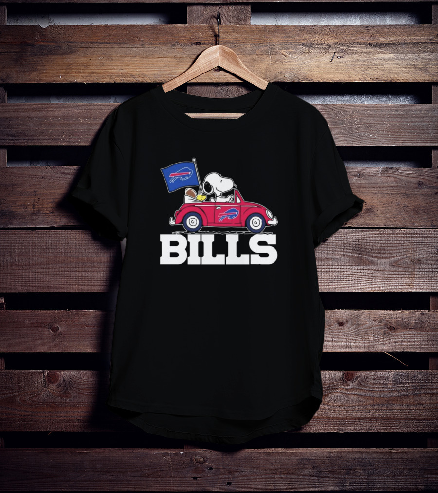 Snoopy Woodstock Driving Car Buffalo Bills T-Shirt