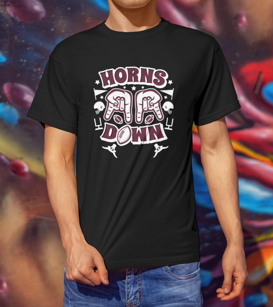 Texas A&M Horns Down Football Helmets Touchdown T-Shirt